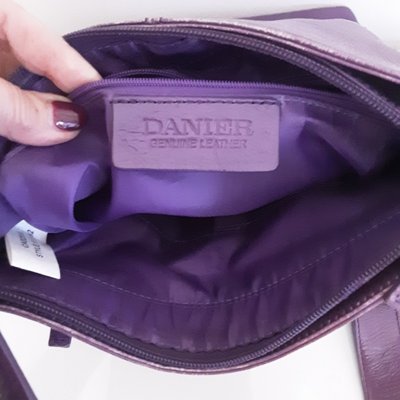 Danier Purple Distressed Leather Crossbody Bag - Picture 12 of 15